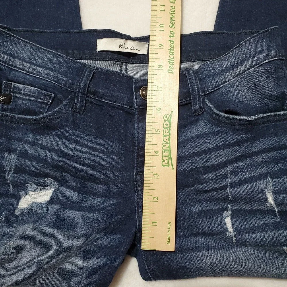 KanCan Moto Ankle Skinny Denim Jeans Women's Sz 27 Frayed Hem Dark Wash Distress - Picture 9 of 10